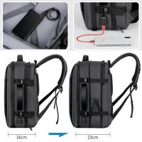 Mochila de viaje clásica para hombre, morral de negocios expandible con USB, bolsa de gran capacidad para ordenador portátil, impermeable, a la moda - details 24