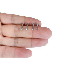 Starbeauty Anillos de Labios y Perforaciones en el Tragus 2Pcs Acero Surgical 18G Cz Gem Round Cartilage Earring Piercing estilo Monroe metal cubic zirconia - details 3