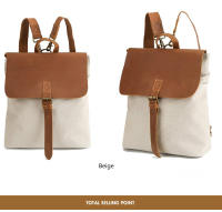 Mochila de viaje femenina retro de cuero de caballo loco estilo vintage con diseño de hombreras bolso de hombro de lona para mujeres - details 3