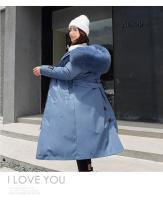 Chaqueta de invierno con capucha para mujer, Parka larga y gruesa con relleno de piel sintética, chaqueta desmontable de talla grande - details 19