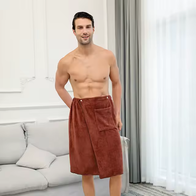 Toalla De baño con bolsillo para hombre, Toalla mágica De microfibra suave para natación, Sauna, 70x140cm - 1
