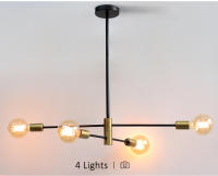 Lámpara de techo moderna con brillo de hierro, iluminación creativa minimalista, con personalidad, para decoración del hogar, color dorado y negro, E27 - details 9