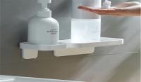 Canal de drenaje para baño, pequeños accesorios blancos, estante de baño montado en la pared no perforado, escape de productos de lavado - details 5