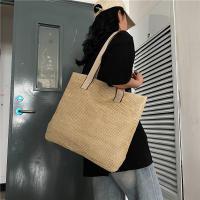 Bolso de mano tejido de paja para mujer, elegante, informal, con asa superior, Retro, a la moda - details 1