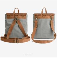 Mochila de viaje femenina retro de cuero de caballo loco estilo vintage con diseño de hombreras bolso de hombro de lona para mujeres - details 8