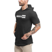 New Summer Brand Cotton Men Casual Shirts Gym Fitness Clothing Fashion Hip Hop Bodybuilding Muscle Hooded Short Sleeve T-shirt - details 9