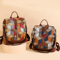 Mochila a cuadros de cuero PU suave para mujer, morral grande, bolsa de viaje, mochila escolar grande para Gir - details 10