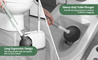Juego de desatascador y cepillo de inodoro 2 en 1 con soporte para Herramientas de limpieza de baño, Combo con soporte Caddy - details 2