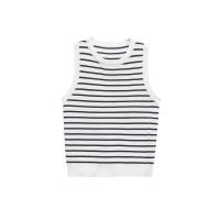 2025 Top sin mangas de punto a rayas con cuello redondo para mujer, Top corto informal de verano, ropa de mujer - details 0
