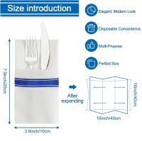Servilletas de tacto de lino con línea dorada, 50 Uds., con bolsillo para cubiertos incorporado, toallas de papel desechables predobladas para invitados para fiesta de boda - details 7