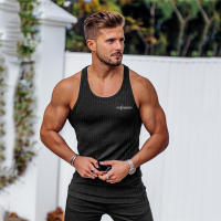 Gym Fitness Slim Tank Tops Men Muscle Sleeveless Sportswear Shirt Summer Casual Fashion Vertical Stripe Knitted Quick Dry Vests - details 2