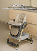 PANGDUBE Silla alta para bebé para alimentar Silla de comedor plegable para bebé Silla reclinable de altura ajustable con ruedas, cesta de almacenamiento, cojín de PU, bandejas dobles - details 8