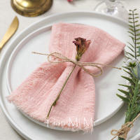 Servilletas rústicas de algodón de gasa, tela de lino Retro elegante y suave para fiesta de boda, comedor, decoración de mesa de uso diario - details 12