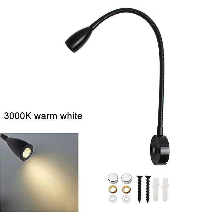 Luz de lectura LED con puerto de carga USB, cuello de cisne, táctil, regulable, yate, camión, mapa, lámpara de tabla, negro y plateado, cc 12V, 24V, 3W - 1
