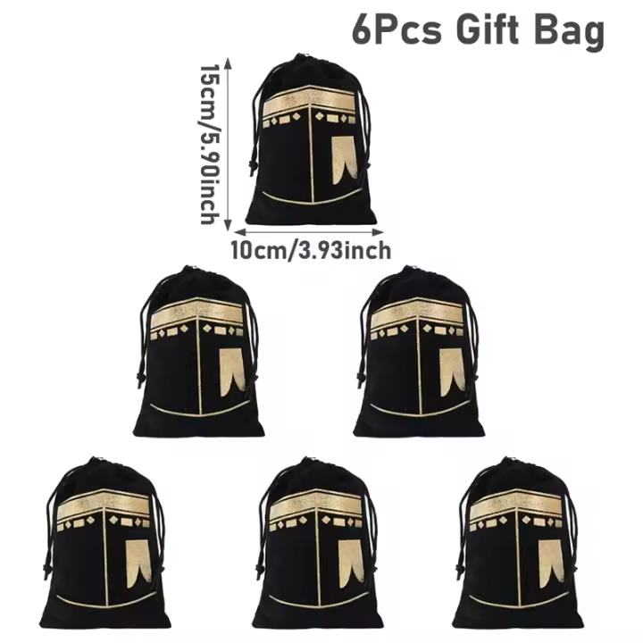 6 uds Eid Mubarak saco de dulces musulmán islámico Ramadán Kareem Iftar fiesta feliz al-adha chico niña amiga familia regalo bolsas de regalo - 1