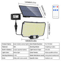 Luz Solar de 234led para exteriores, impermeable con Sensor de movimiento, 3 modos de iluminación, luz de seguridad, luz de inundación para jardín, garaje y patio - details 8