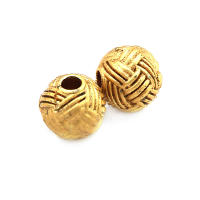 Cuentas de ojo de libélula de latón de Color dorado de 18K con patrón, cuentas espaciadoras de barril de bola redonda, fabricación de joyería, accesorios de pulseras Diy - details 18