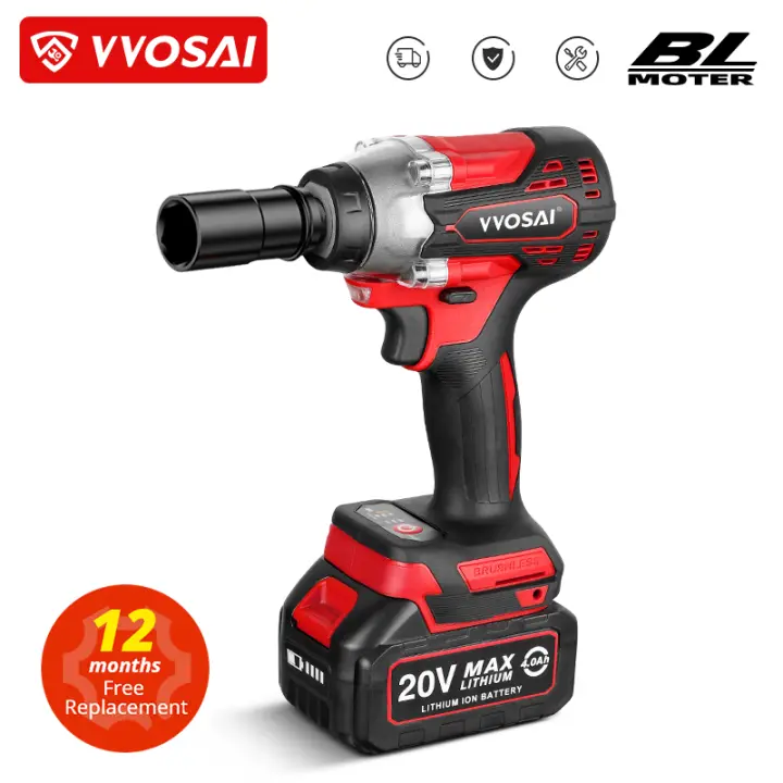 VVOSAI-llave de impacto eléctrica serie MT 340N.m, 20V, llave sin escobillas, enchufe, batería de iones de litio, taladro de mano, herramientas eléctricas de instalación - 1