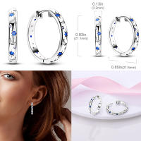 Gran oferta 2025 pendientes de aro con circonita brillante estrella luna sol pendientes redondos circulares de plata 925 para mujer joyería de compromiso de boda - details 1