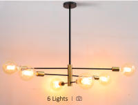Lámpara de techo moderna con brillo de hierro, iluminación creativa minimalista, con personalidad, para decoración del hogar, color dorado y negro, E27 - details 10
