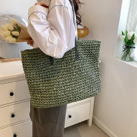 Bolso de playa de verano para mujer bolso de ratán tejido hecho a mano paja de gran capacidad bolso de hombro de cuero para mujer nuevo bohemio - details 13