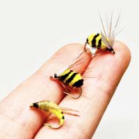 6 uds/10 Uds moscas de pesca con mosca señuelo biónico abejorro y polilla amarilla cebo pesca para carpa lubina salmón trucha agua dulce agua salada moscas húmedas equipo de pesca - details 2