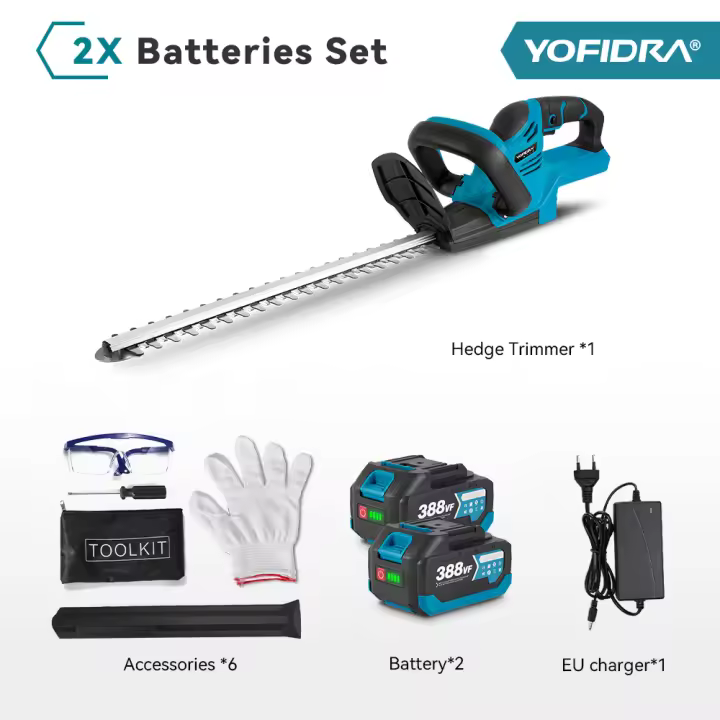 Cortasetos eléctrico, herramientas eléctricas de poda de arbustos de jardín recargables e inalámbricas eficientes para batería Makita de 18V - 1