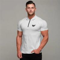 European and American style Fashion Zip Print Polo Tees Mens Cotton Slim Polo Shirts with Short Sleeve Fitness Polo T-Shirt - details 8