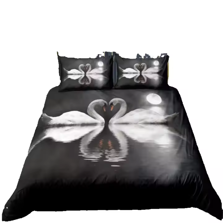 Juego de Fundas de Edredón de Ganso Blanco 3PCS Fundas de Almohada de Poliéster Ideal para Pareja - 1