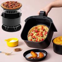 Juego de accesorios para freidora de aire de grado alimenticio, cesta de pastel, estante para tostadas, cepillo de aceite, sartén para Pizza, juego de estante para cocinar al vapor, 9 piezas - details 0