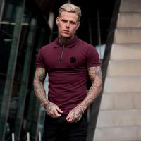 England style  Men Polo Shirt Zip Polo Tees Fashion  Cotton Fitness Polo T-Shirt  Brand Short Sleeve Gym Bodybuilding Clothing - details 12