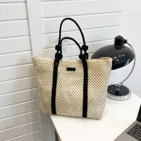 Bolso de mano tejido de paja para mujer, bolsa de playa elegante, informal, con asa superior, a la moda - details 14