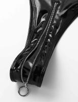 Body de malla de cuero de látex de PU con vendaje negro, lencería Sexy para mujer, peluches exóticos, Catsuit con cremallera en la entrepierna, disfraces de talla grande 2XL - details 14
