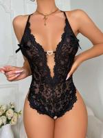 Lencería sexual sin entrepierna para mujer, conjunto de sujetador hueco de encaje, disfraces eróticos, vestido exótico de muñeca bebé, ropa interior sexual con escote en V profundo - details 21