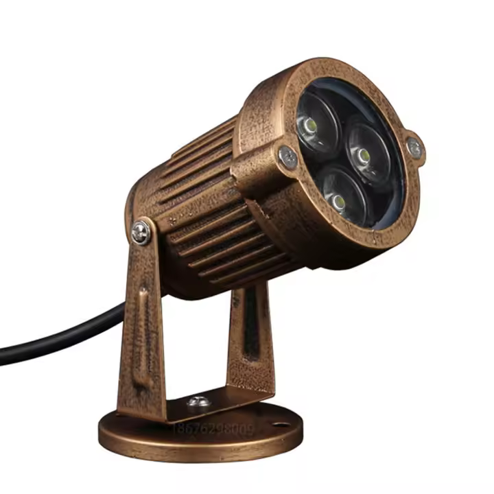 Luces de paisaje LED Vintage de 3W, focos rústicos impermeables de aluminio fundido para exteriores, paredes, árboles, banderas, luces de jardín de bronce - 1