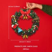 Holiday Christmas Wreath Building Blocks kit Eucalyptus Wreath Decorated House Model for Xmas, Toys Gift for 8+ Kids Adults - details 5
