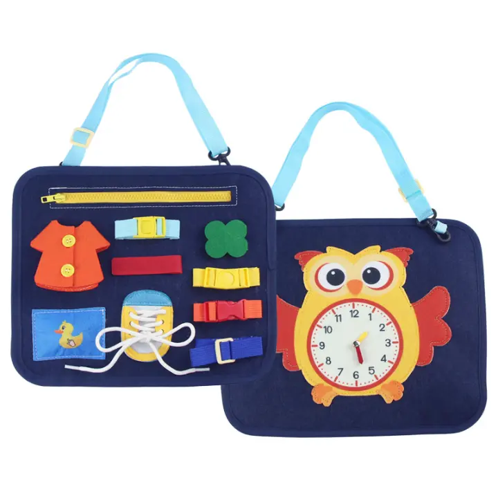 Juguetes Montessori para bebé, tablero ocupado, hebilla de bebé, botón de cremallera, herramienta de entrenamiento con cordones, Juego de desarrollo sensorial para niños pequeños - 1