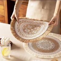 Manta de Mesa de Juta Antideslizante Accesorio de Decoración de Comedor para Cena de Fiesta - details 0