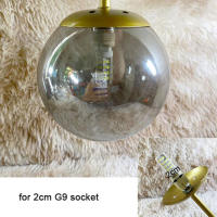 Reemplazo de pantalla de lámpara de vidrio Smoke G9 con apertura de 2cm, Globo Gris, ámbar, coñac, cubierta de sombra G9 para piezas, D10cm, D12cm, D15cm - details 4