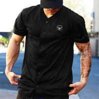 Men Fitness Muscle T-Shirts Summer Mesh Breathable Quick Dry Cardigan Shirts New Casual Fashion Short Sleeve Sports V-neck Tops - details 6