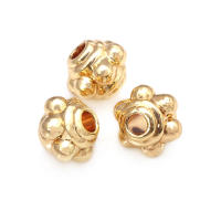 Cuentas de ojo de libélula de latón de Color dorado de 18K con patrón, cuentas espaciadoras de barril de bola redonda, fabricación de joyería, accesorios de pulseras Diy - details 49