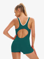 Bañador deportivo de una pieza, traje de baño de Surf, Rashguard, color verde - details 2
