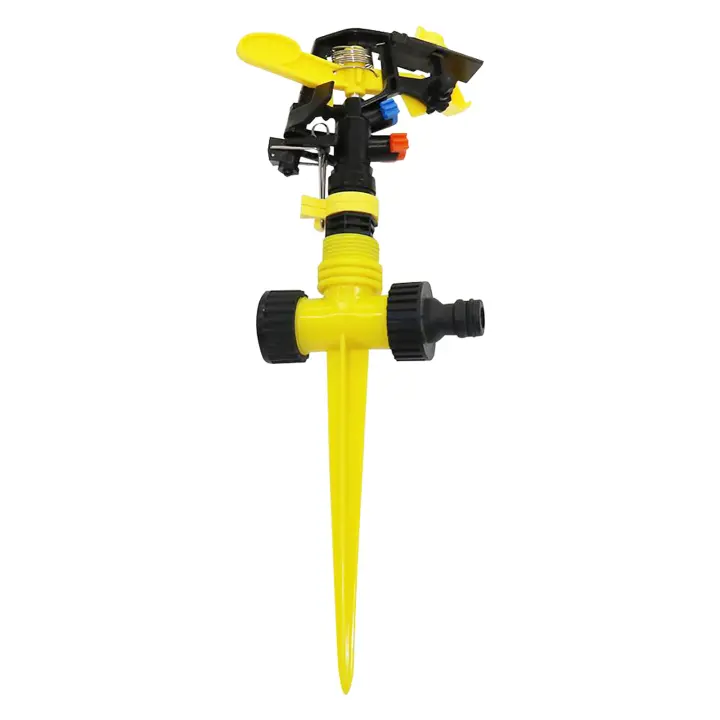 Aspersor de impacto basculante con pinchos ajustable, boquilla de riego para jardín y agricultura, riego de césped, chorro giratorio de 360 grados - 1