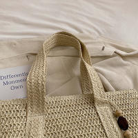 Bolso de paja tejido a mano para mujer, bolsa de hombro de gran capacidad con colgante para axila, Asa superior, Verano - details 25