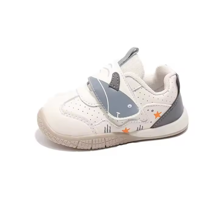 Zapatillas de Niños de Cuero Gris Zapatos de Caminar para Niños y Niñas con Hebilla - 1