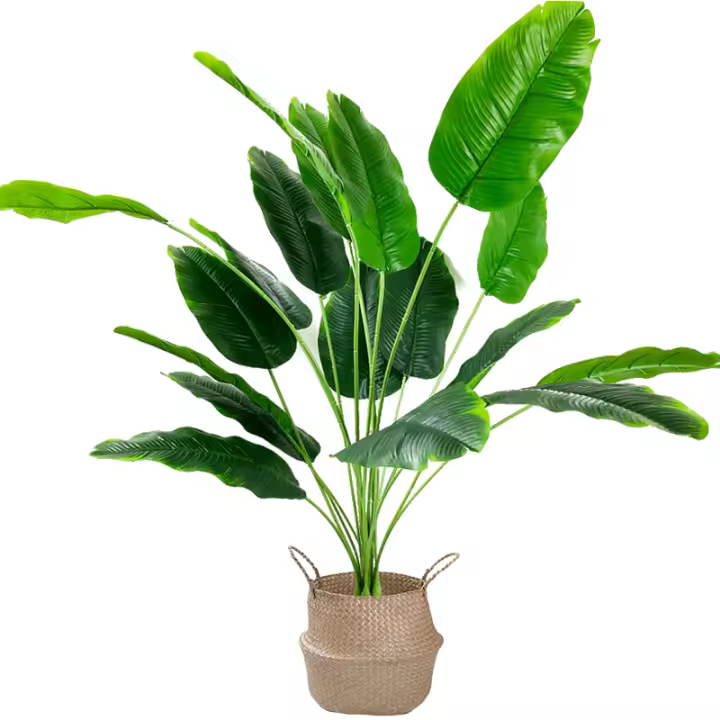 80cm 18 tenedores plantas tropicales grandes artificiales Banano falso Monstera de Palma árbol hojas para jardín de casa decoración de la boda - 1