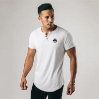 Mens Cotton Breathable Short Sleeve Shirt Gym Bodybuilding Fitness Slim Fit Sports T-shirt Male Casual Fashion Summer Clothing - details 8