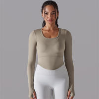 Camiseta de Yoga Sin Costuras para Mujer Deporte Top Largo Manga Larga Ropa de Gimnasio Camiseta de Correr para Entrenamiento Activo Vestimenta Ajustada Material Exterior Poliéster Temporada Primavera/Verano - details 29
