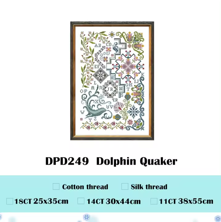 Kit de punto de cruz Dolphin Quaker, tejido sin imprimir, hilo de algodón, bordado, decoración de la pared del hogar, 18CT, 14ct, 11CT - 1