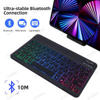 Teclado inalámbrico recargable RGB con luz de fondo para iPad Tablet Phone PC Android IOS Windows Bluetooth estilo contemporáneo layout QWERTY 71 a 81 teclas especialidades de teclado recargable - details 2